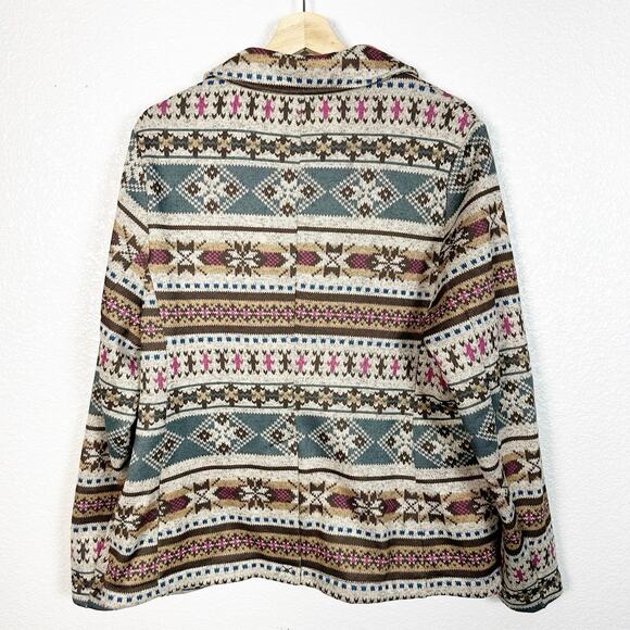 Lands End Womens Sweater Fleece Knit Blazer Jacket Southwestern Print Size XL/18 - Picture 6 of 14
